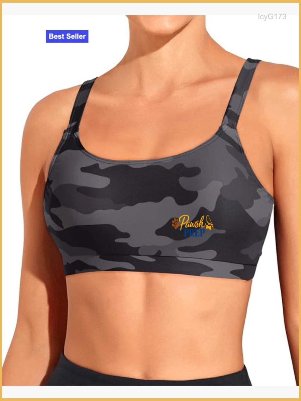 Padded Scoop Neck Swim Crop Top Sports Bra Bikini Top Only Adjustable Straps